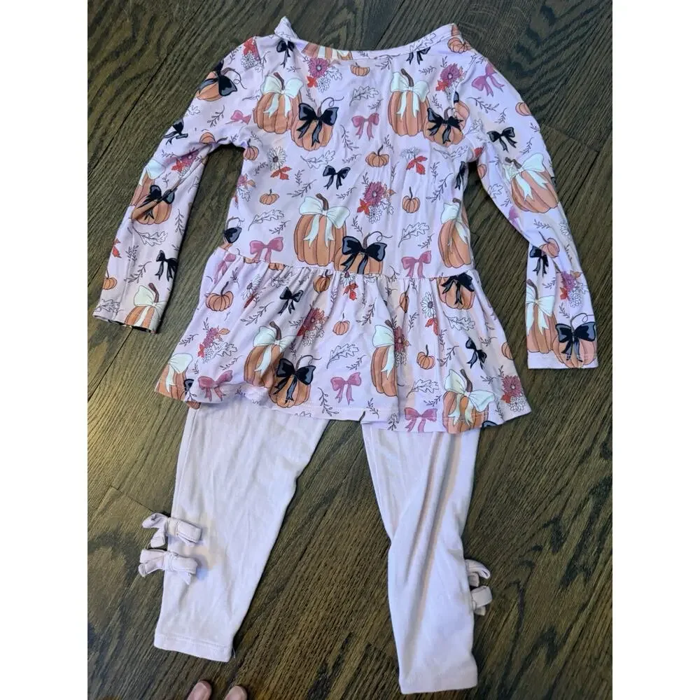 Posh Peanut 2 Piece Pink Pumpkin Baby Girl Set Bamboo 18-24 Months